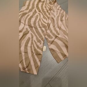 Vintage Pure Silk Scarf Sand & Sable By Coty Pink & Brown Swirl